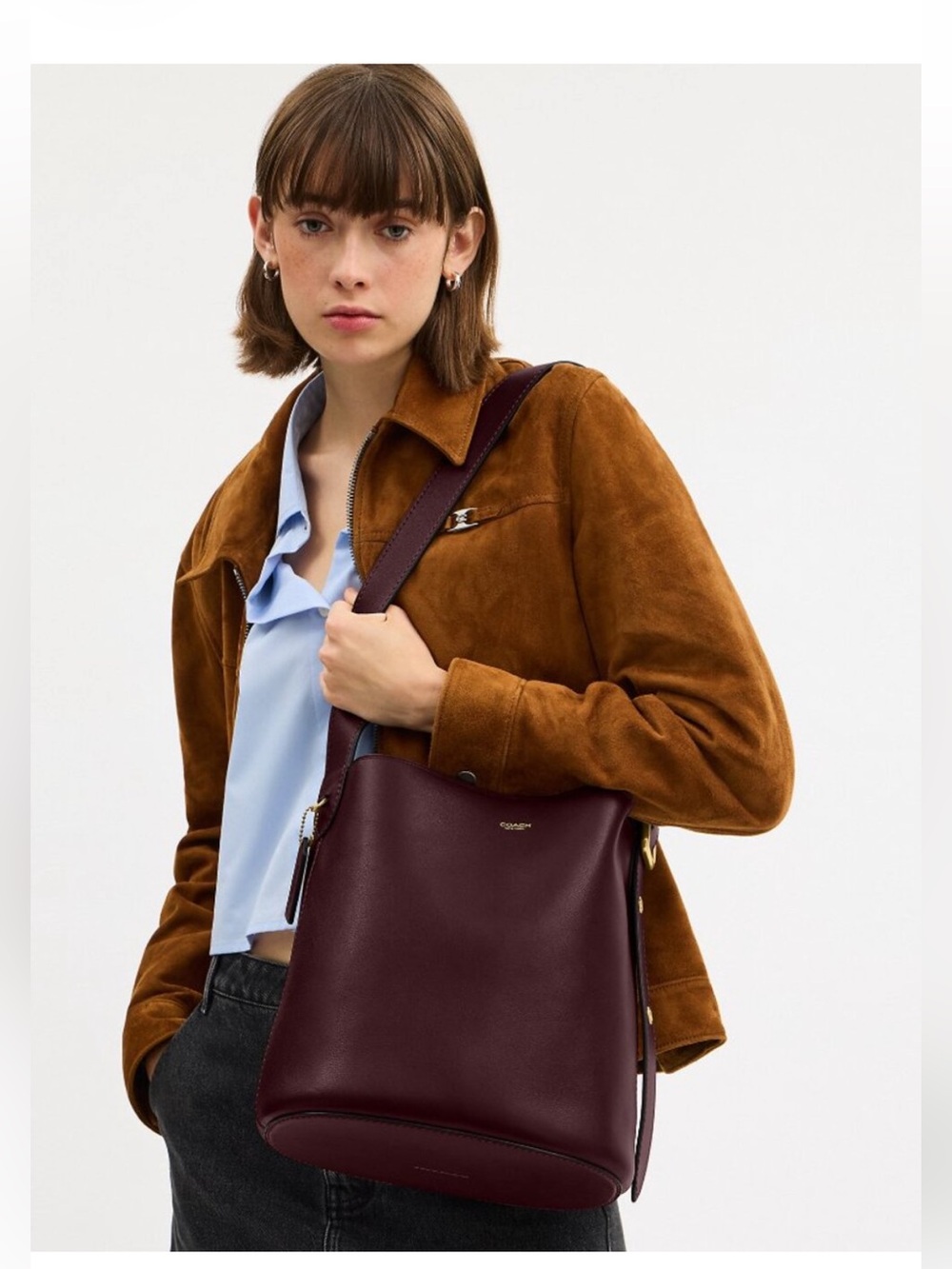 Authentic Coach Bleeker Bucket Bag Merlot